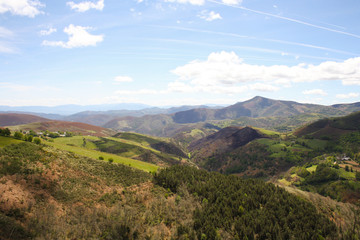 Fototapeta na wymiar panorama in galicia spain mountains view camino de santiago road