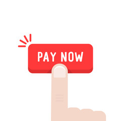 hand press on red pay now button