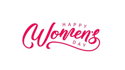 Women's Day hand drawn lettering. Ready text isolated on white for postcard, poster, banner design element. Happy Women's Day script calligraphy. Typographical holiday lettering design.