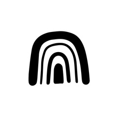 Abstract black rainbow hand drawn illustration. Simple baby drawing style.