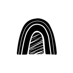 Abstract black rainbow hand drawn illustration. Simple baby drawing style.