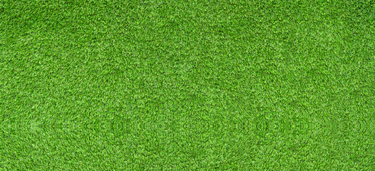 Outdoor gardening design : Top view of green artificial grass in outdoor garden.