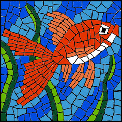goldfish pattern coloured mosaic
