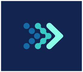 Play button. Moving arrow. Triangle concept logo design