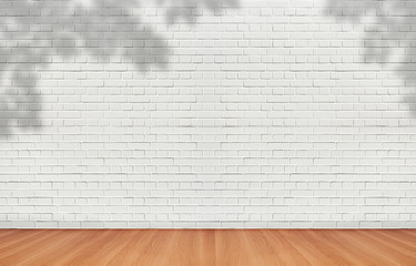 Abstract image of Shadow tree leaves shading on white brick wall.