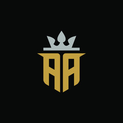 Initial Letter AA with Shield King Logo Design