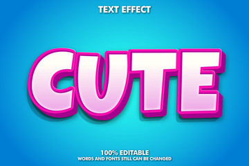 Obraz premium Cute pink cartoom text effect