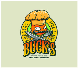 Burger and french fries restaurant logo design