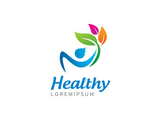 People and leaf logo template design, icon, symbol