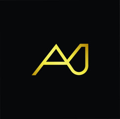 Outstanding professional elegant trendy awesome artistic black and gold color AJ JA initial based Alphabet icon logo.