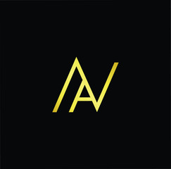 Outstanding professional elegant trendy awesome artistic black and gold color AN NA initial based Alphabet icon logo.