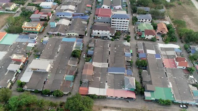 Aerial view of rural community Pathum Thani in Thailand.