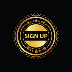 Sign Up Vector Gold Web Icon Button 