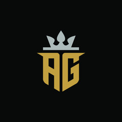 Initial Letter AG with Shield King Logo Design