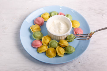 ready-made dish multi-colored dumplings