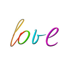 Fototapeta na wymiar Rainbow love text isolated on white background. Love concept. Pride concept. LGBTQ 