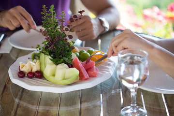 mixed summer fruits on the table