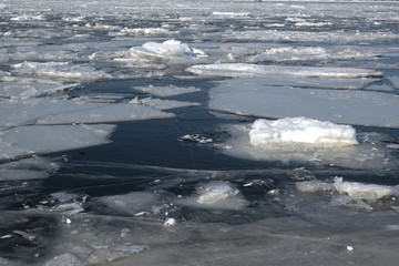 ice on the Volga river, ice drift
