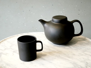 elegant tea set set on the table 