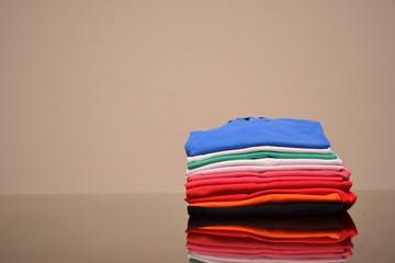 Colorful set of polo t-shirts tops , fashion concept , isolated 