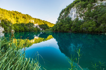 Idyllic landscape in the Plitvice Lakes National Park  which is a UNESCO World Heritage site.