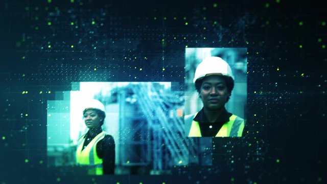 Industrial workers being identified by facial recognition software