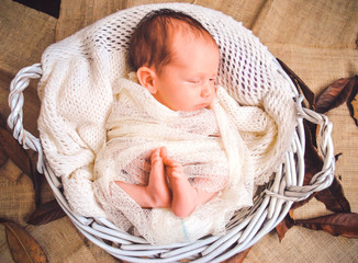 Bebe Newborn dormido en cesta