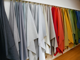 the colored hanging fabrics	