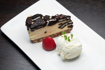 Desserts with ice cream and strawberry