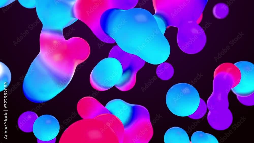 Wall mural abstract background with morphing circles in flat style on colorful backdrop. lava lamp like particl
