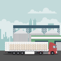 Industrial transport logistics with container truck	