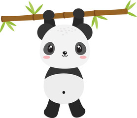 Panda Bear hanging on bamboo © MyClipArtStore.com