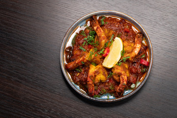 Indian food - Chilli prawns with herbs