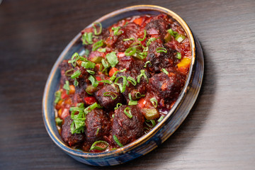 Indian food with herbs and spices 