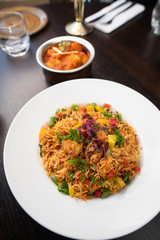 Indian food with herbs and spices 