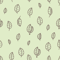 Vector seamless pattern with leaves. Abstract green print. Nature ornament for fabric, textile and wallpaper