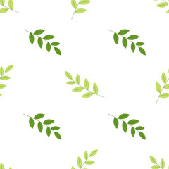 Seamless decorative template texture with green leaves. Seamless leaf pattern.