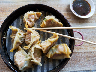 Chinese manti and dumplings in the dining room