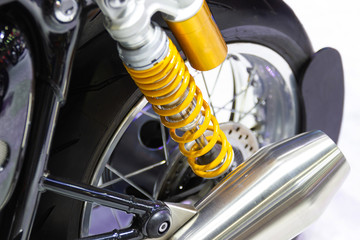 yellow Shock Absorbers, a device for absorbing jolts and vibrations of  Motorcycle