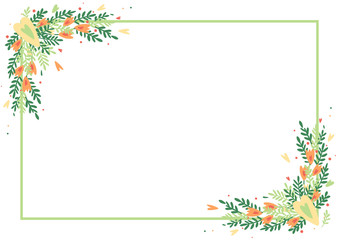 Greeting card, invitation, wedding, floral spring frame, plant ornament. March 8, International Women's Day