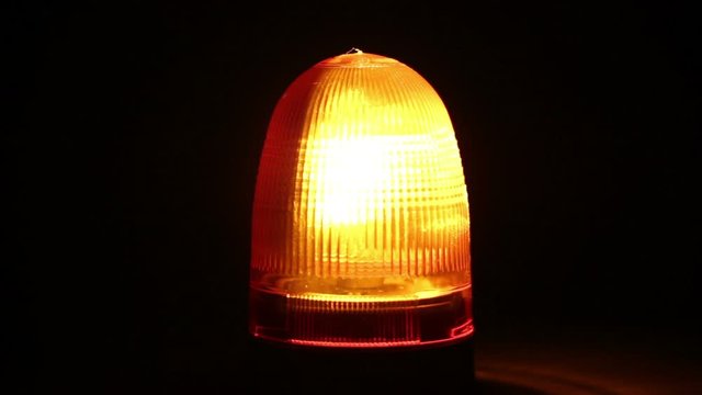 Orange flashing warning light / siren - Emergency services, Breakdown Recovery, Warning rotating Beacon - Stock Video Clip Footage