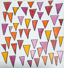 absreact colorful triangle art on white background made by pencil color.