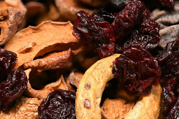 food as a background - whole grain wheat bagels with dried fruits