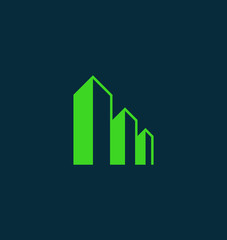 Green Real Estate Icon Flats Skyscraper Perspective