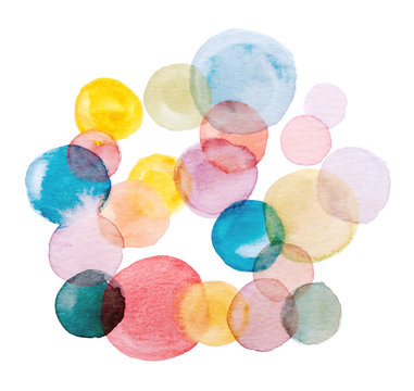 Bolle di sapone colorate, illustrazione ad acquerello isolata su sfondo bianco