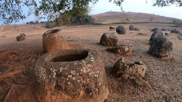 Megalithic landscape at Plain of Jars, Phonsavan, Laos