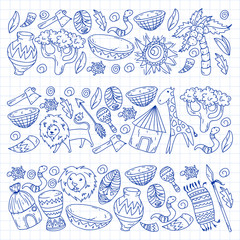 African pattern with tribal elements and animals