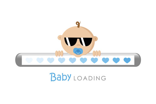 cool baby boy with sunglasses loading bar vector illustration EPS10