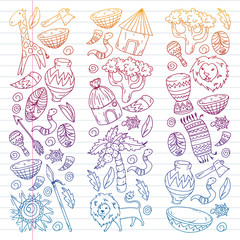 African pattern with tribal elements and animals
