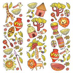 Ethnic pattern kids fabric, textile, nursery wallpaper. Vector illustration. African animals, tribal elements for little children, kids.